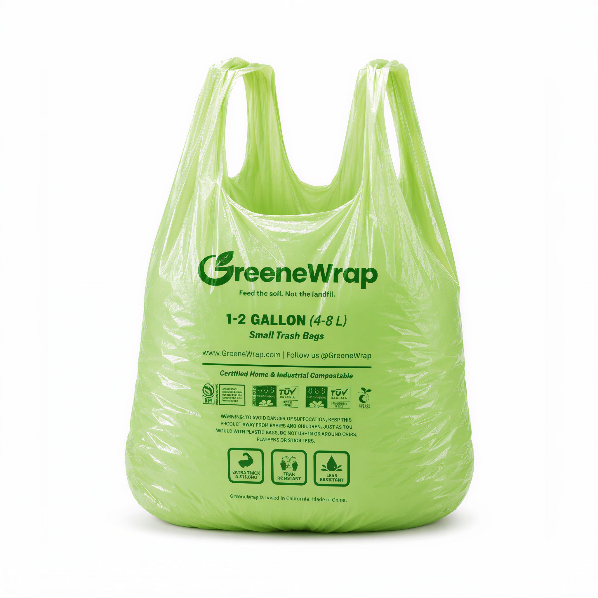 1-2 Gallon Small Kitchen Food Scrap Compostable Trash Bags, 100 Count