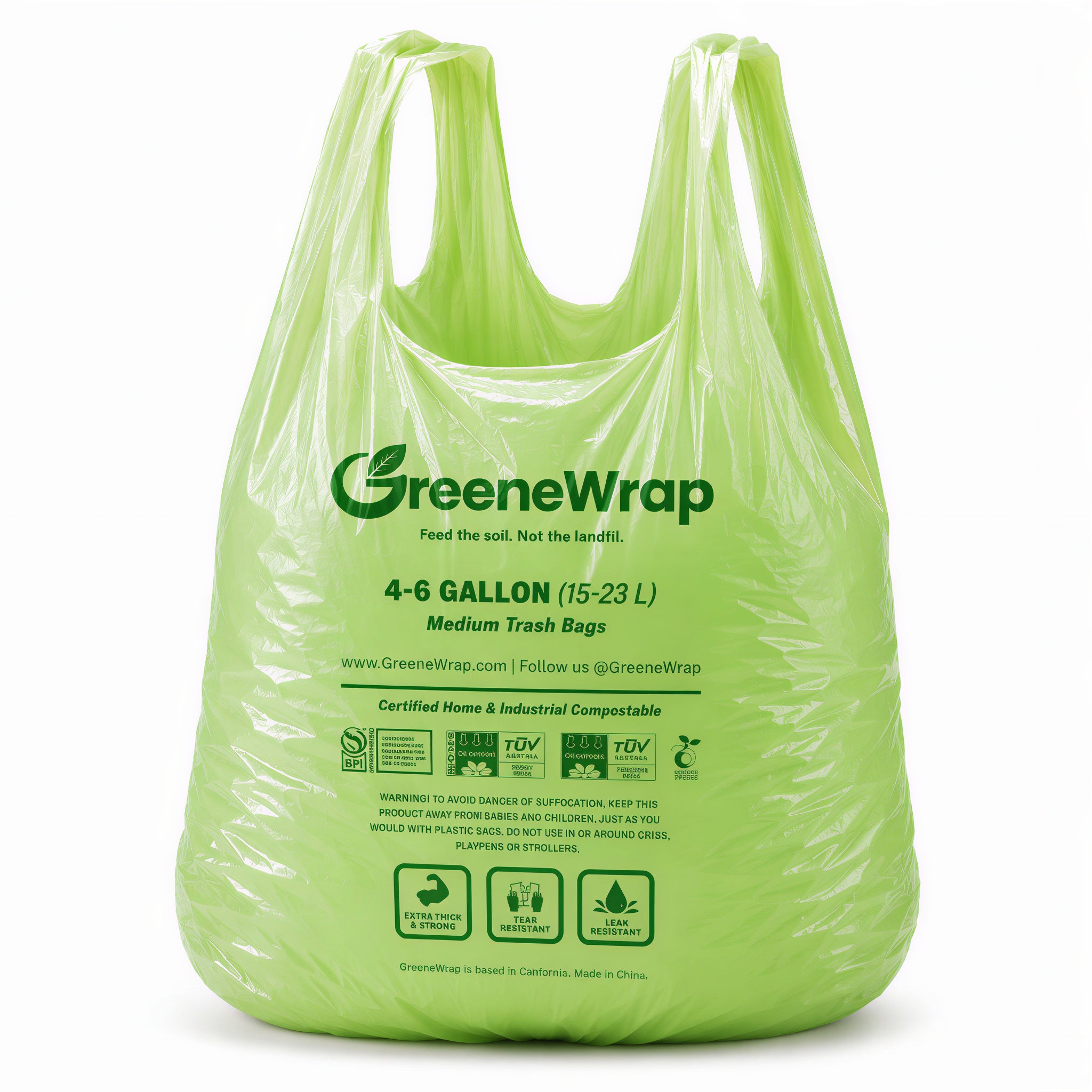 4-6 Gallon Medium Kitchen Bathroom Compostable Trash Bags, 100 Count