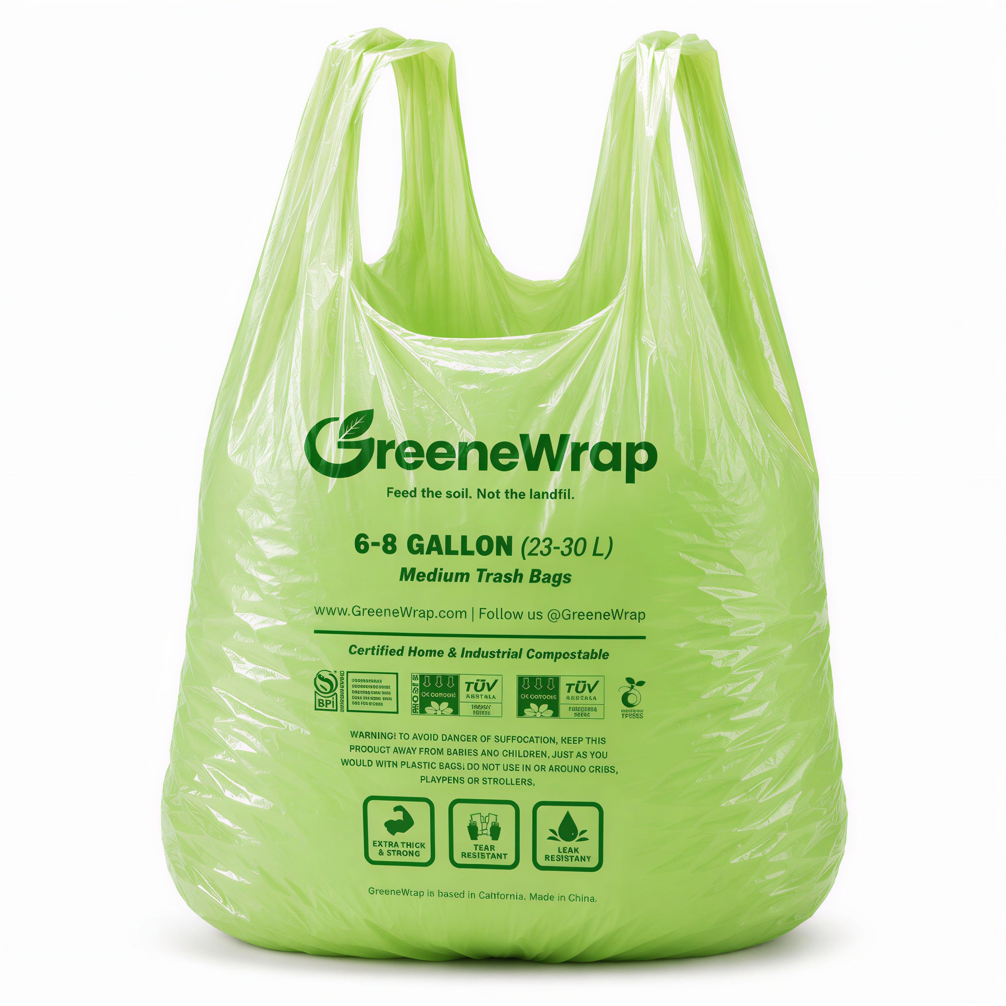 6-8 Gallon Medium Kitchen Bathroom Compostable Trash Bags, 100 Count