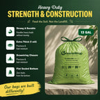 13 Gallon Compostable Trash Bags with Drawstring, 30 Count