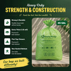 40-45 Gallon Compostable Trash Bags, Heavy Duty 1.6 Mil, 20 Count
